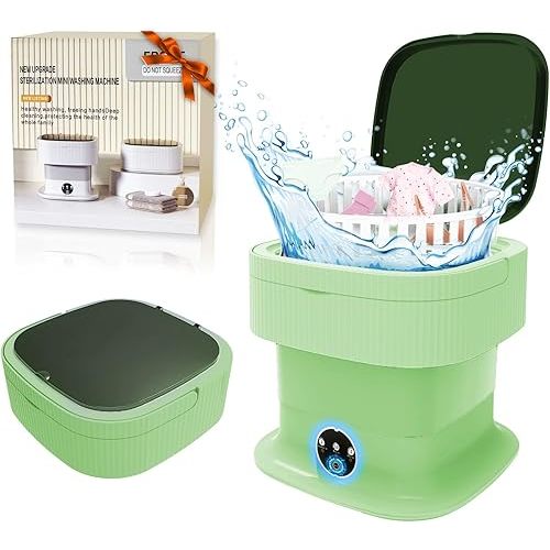 Portable Washing Machine,18L Foldable Washer with 3 Modes Cleaning for Underwear, Mini Compact Washing Machine for Apartments, Travel,RV,Camping (Green)