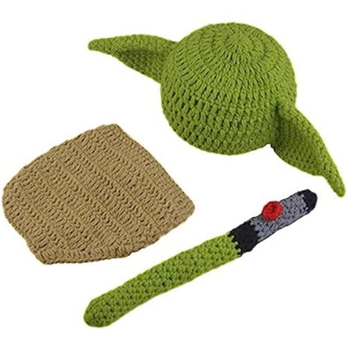 Newborn Infant Baby Photography Prop Crochet Knit Hat Diaper Costume Set