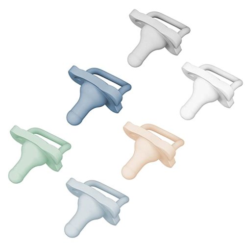 Dr. Brown's HappyPaci 100% Silicone, Newborn Baby Pacifiers 0-6 Months, BPA Free, White, Blue, Light Blue, Cool Gray, Green, and Ecru, 6 Pack