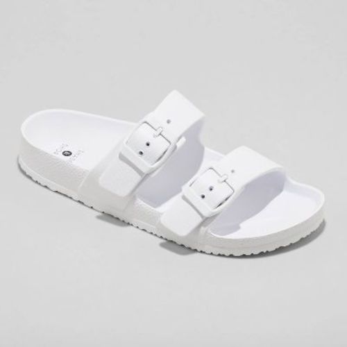 Women's Neida EVA Two Band Footbed Slide Sandals - Shade & Shore™ White 7: Contoured Footbed, Open Toe