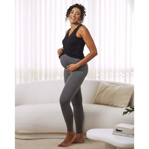 Basic Cotton Maternity Leggings Charcoal