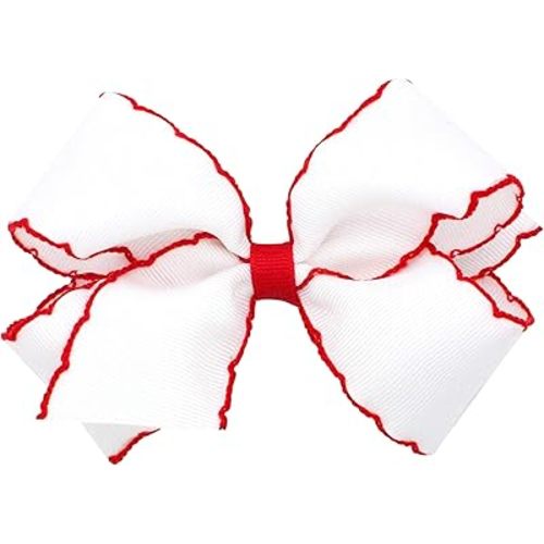 Wee Ones Girls' Classic Grosgrain Moonstitch Edge Hair Bow on a WeeStay Hair Clip, Medium, Millennium Blue