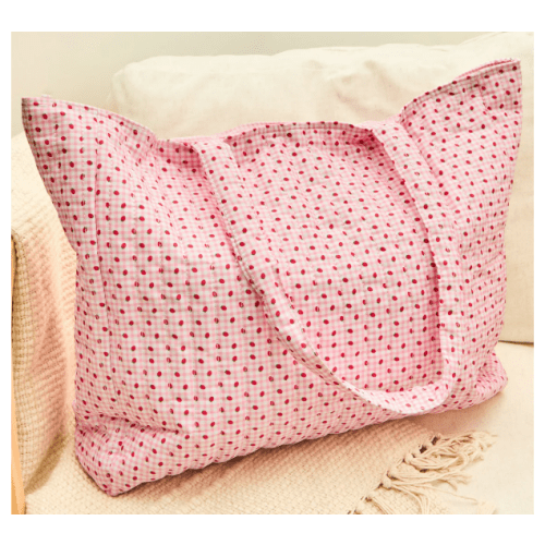 Strawberry Gingham Quilted Tote Bag in Pink | Altar'd State