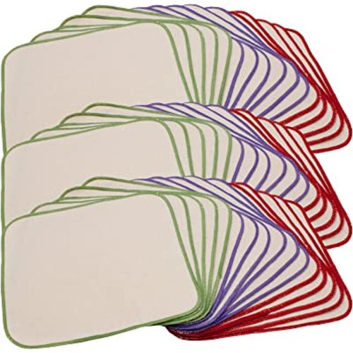 OsoCozy Flannel Cloth Baby Wipes - Reusable and Washable Saves Money - 15 Pack Unbleached/Natural 100% Cotton - Soft and Durable - Colorful Outer Stitching - 8 x 8 inches each. - Three 15 Packs