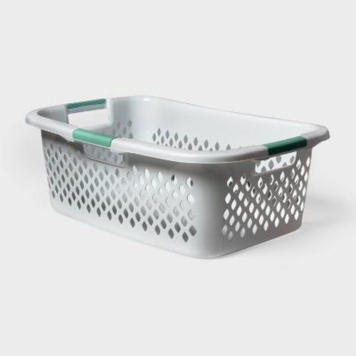 Laundry Basket White - Brightroom™: Polypropylene, Portable, Built-in Handles, 13.9 Volume, 27.57" L, 18.83" W, 9.74" H