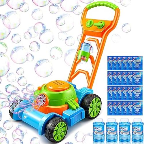 Sloosh Bubble Lawn Mower Toddler Toys - Kids Toys Bubble Machine Summer Outdoor Toys Games, Bubble Mower Outside Push Toys for Toddlers Preschool Kid Boys Girls Birthday Christmas Xmas Gifts (Blue)