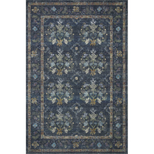 Rifle Paper Co. x Loloi Courtyard Navy Area Rug feat. CloudPile