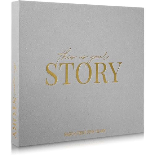 Baby Memory Book & Baby Keepsake Book to Record Baby's Milestones and Photos for Newborn Girl or Newborn Boy, Gender Neutral, Scrapbook Album, First 5 Year Journal Includes Stickers & Keepsake Box