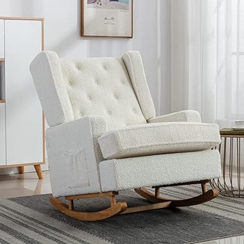 HomSof Rocking Chair Nursery Modern High Back Armchair Upholstered Accent Chair for Living Room