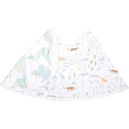 aden + anais Essentials Burpy Bib, 100% Cotton Muslin, Soft Absorbent 4 Layers, Multi-Use Burp Cloth and Bib, 22.5" X 11", Single, Voyager-Ecosphere