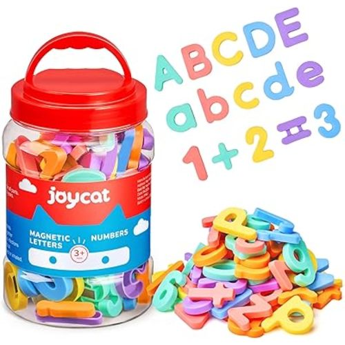 JoyCat Magnetic Letters and Numbers, Uppercase and Lowercase Alphabet Fridge Magnets, Preschool Educational Learning Plastic ABC 123 Colorful Toy Set, Math Symbols for Toddlers, Kids (104 PCS)