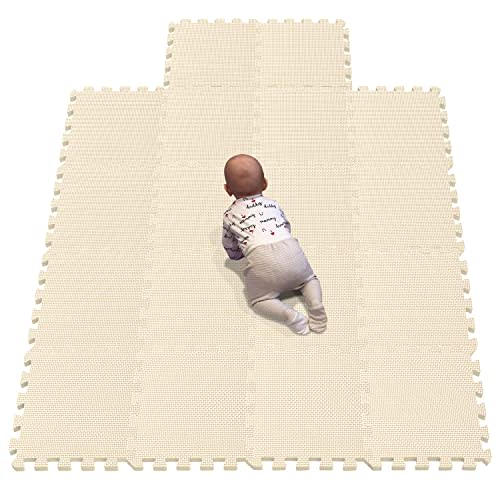 YIMINYUER® 18 Tiles (30cm×30cm×1cm Each Tile) Baby Soft Puzzle Play Mats, Kids Thick EVA Foam Floor, Toddlers & Children's Soft Interlocking Mat R10G301018
