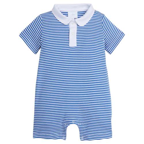 Peter Pan Polo Romper- Royal Stripe