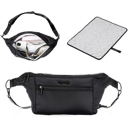 Itzy Ritzy Adjustable Strap-Wear as a Crossbody, Belt Shoulder Bag, Black, Small