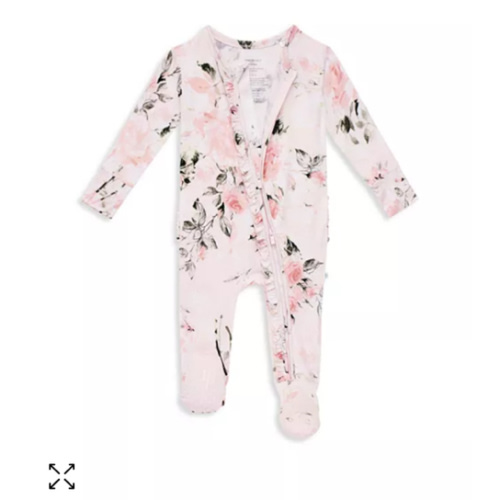 Girls' Vintage Pink Rose Ruffled Footie - Baby