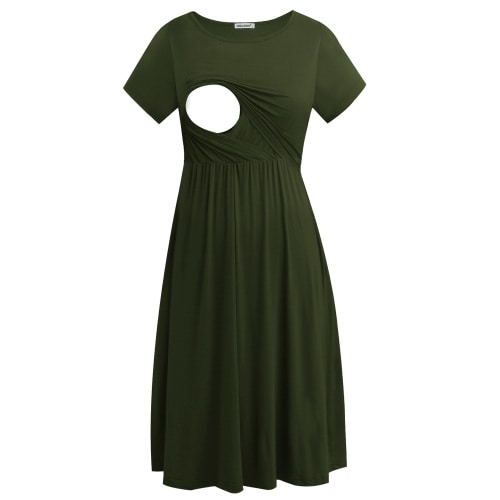 Smallshow Women's Short Sleeve Maternity Nursing Dresses for Breastfeeding