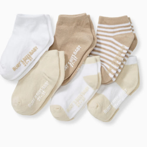 Solid & Stripes Organic Cotton Baby Ankle Socks 6 Pack - Oat – Burt's Bees Baby