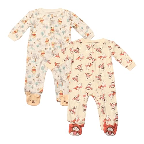 Magic Threadz Disney Clothes Baby Boys 2-Pack Quilted Footed Coveralls Mickey Mouse, Winnie the Pooh and Dumbo (0/3M-6/9M)