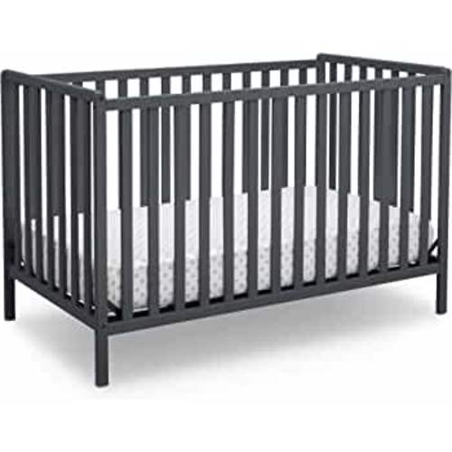 Delta Children Heartland 4-in-1 Convertible Crib - Greenguard Gold Certified, Charcoal Grey