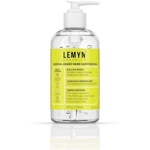 Medical Grade Hand Sanitizer Gel - 97% ORGANIC - 8 FL.OZ. with PUMP
