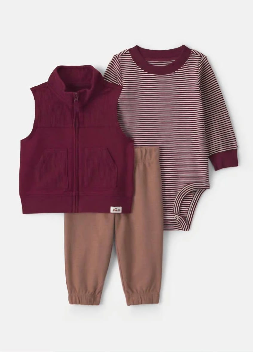 Baby Boy 3-Piece Corduroy Layering Set - Burgundy/Brown | Carter's