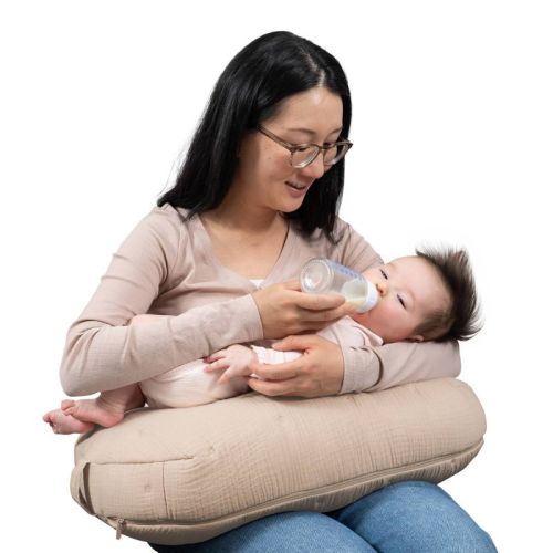 Boppy Nursing Pillow-Luxe Muslin - Oatmeal Solid