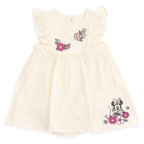 Disney Minnie Mouse Newborn Baby Girls Linen Matching Family Dress Beige 0-3 Months