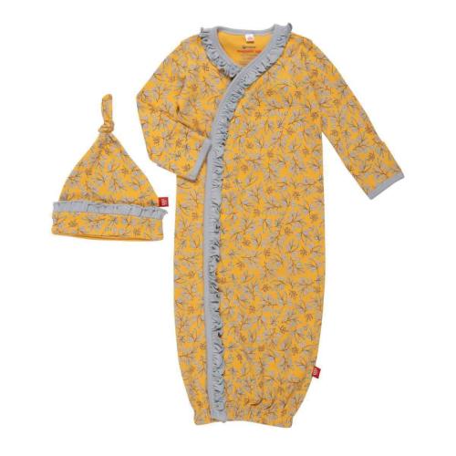 olive my love organic cotton magnetic open bottom gown + hat set with – Magnetic Me