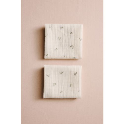 Cream/floral 2-Pack Muslin Cloths at H&M Home | H&M US