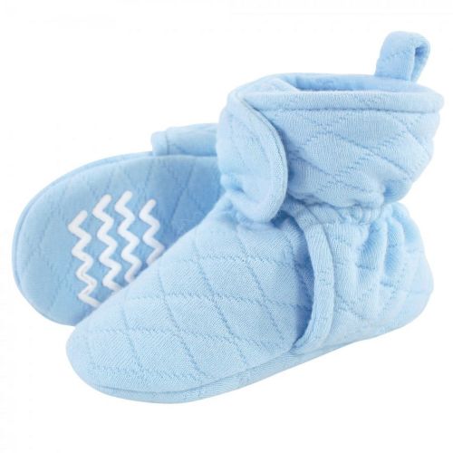 Hudson Baby Infant and Toddler Boy Quilted Booties, Light Blue, 6-12 Months