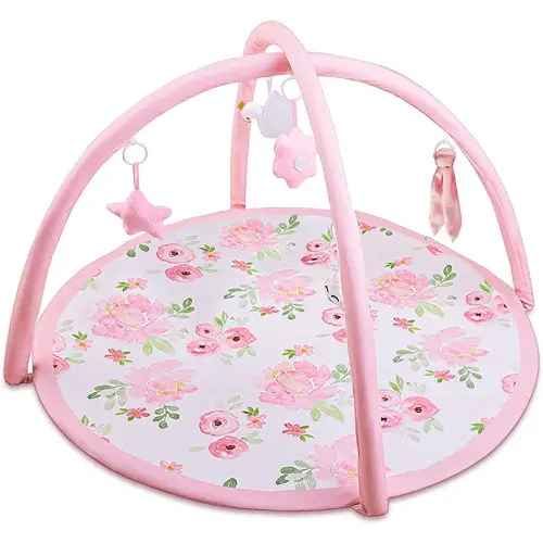 Baby Gym Infant Play Mat for Newborn Toddler Activity Gym Baby Play Gym with 5 Toys, Thicker Mat Washable