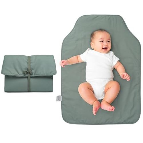Natemia Portable Diaper Changing Pad - Rollable, Portable Changing Pad for Diaper Bag & Travel - Oeko-TEX Cotton Exterior - Foldable Baby Changing Mat - Machine Washable - Baby Essentials (Lily Pad)