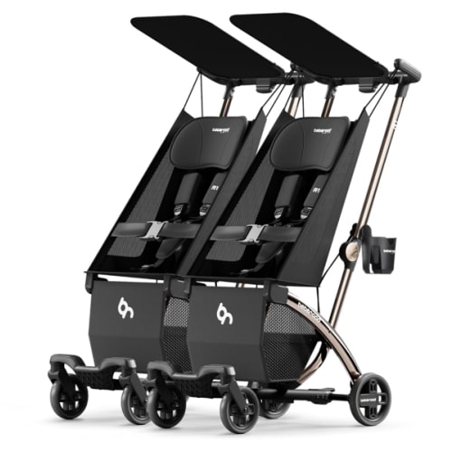 Beberoad Love R1 Auto-Folding Ultra Lightweight Double Stroller Twin Strollers, Side by Side Stroller for Babies and Toddlers Aged 6-36 Months, Only 23.5 lbs, Can Turn into Two Single Strollers, Black