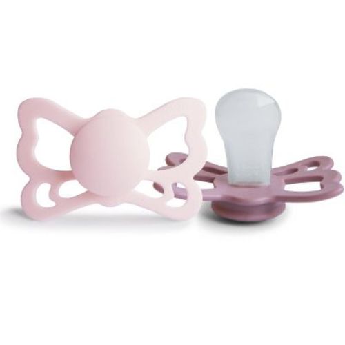 FRIGG Butterfly Silicone Pacifier - White Lilac/Twilight Mauve - 2-Pack (6-18 Months)