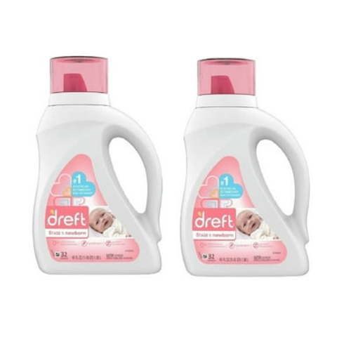 Dreft Stage 1, Newborn Liquid Detergent 46 oz, 32 Loads - 2 Pack