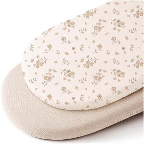 Muslin Bassinet Sheets for Baby Boy Girl,Breathable Baby Bassinet Sheets Fitted for Bassinet,Oval Rectangle,Hourglass,Bassinet Mattress/Pad,Soft Cotton 2 Pack