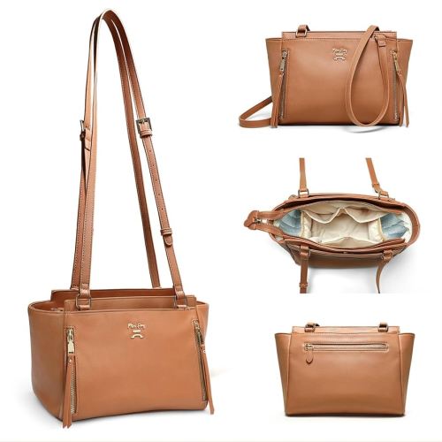 Miss Fong Mini Diaper Bag, Crossbody Diaper Clutch with 7 Organizers, 2 Insulated Pockets and Adjustable Strap (Brown)