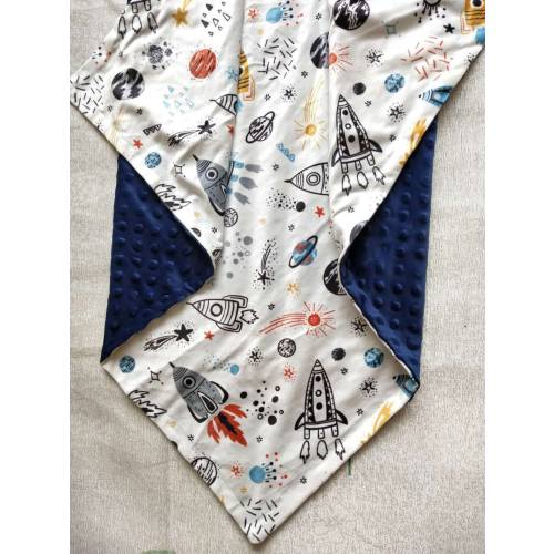 Personalized Baby Blanket Space Rocket Minky Baby Boy Blanket Baby Boy Gift Monogram name Blanket Navy Blue Blanket Newborn Baby Blanket