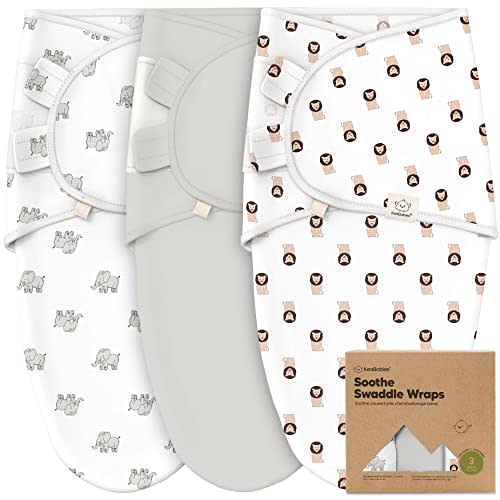 3-Pack Organic Baby Swaddle Sleep Sacks - Newborn Swaddle Sack, Ergonomic Baby Swaddles 0-3 Months, Swaddles for Newborns, Baby Sleep Sack, Baby Swaddle Blanket Wrap, Baby Essentials(The Wild 2)