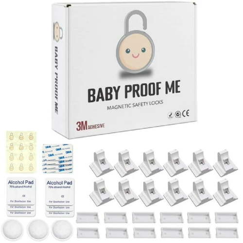 Baby Proof Me Magnetic Cabinet Locks, 12 Locks + 3 Keys, Toddler Baby Safe Kitchen Locks to Childproof Cabinets and Drawers with Easy Installation