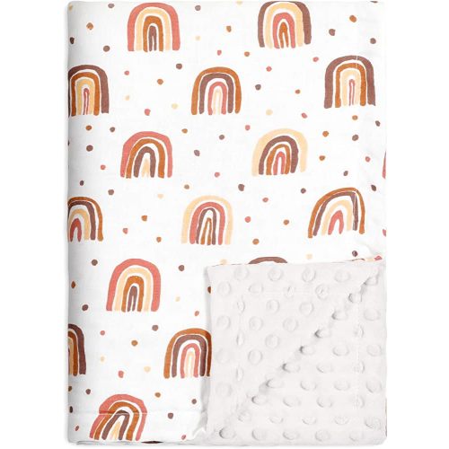 Kids Baby Blankets for Boys Girls Super Soft Plush Dot Blanket with Double Layer Dotted Backing for Toddler Bamboo Muslin Rainbow Receiving Blankets Baby Newborn Blanket Shower Gifts 30" x 40 "