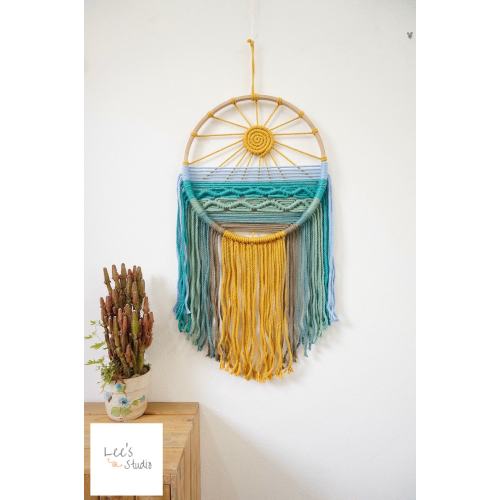 Blue Beach Macrama Wall Art, Dreamcatcher Nursery Wall Decor, Furniture And Decor, Aesthetic Baby Room Decor,Montessori Macrame Wall Hanging