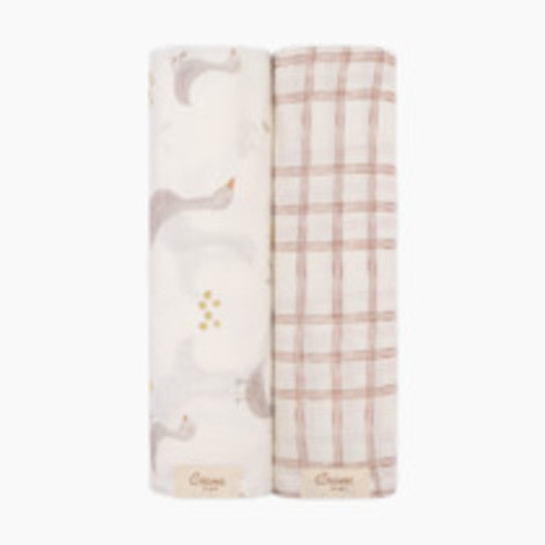Crane Baby Cotton Muslin Swaddles (2 Pack) - Charlie Goose/Check