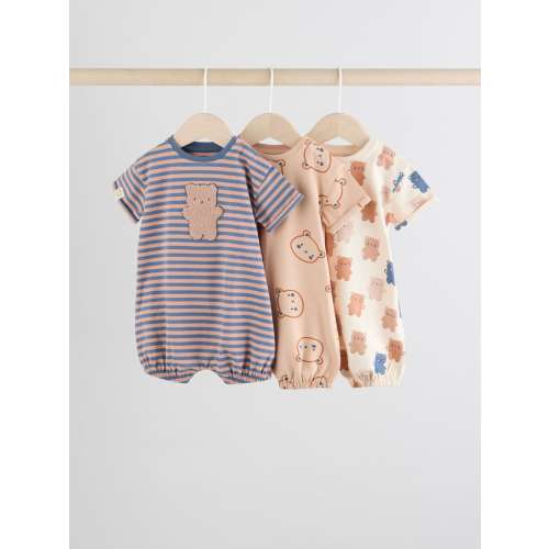 Navy/Oatmeal Baby Rompers 3 Pack
