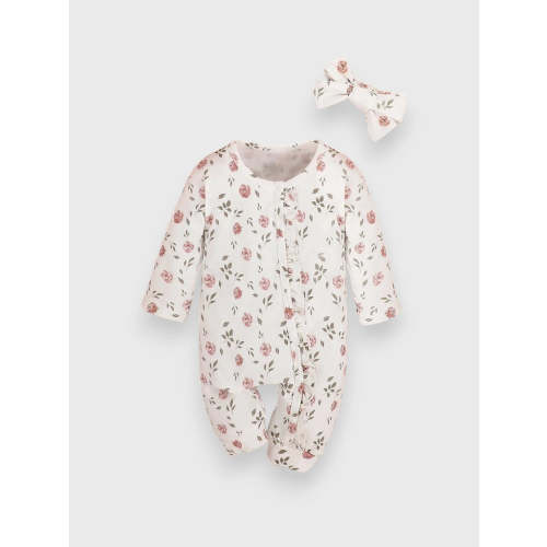 2 Pc Baby Girl Painted Roses Sleeper
