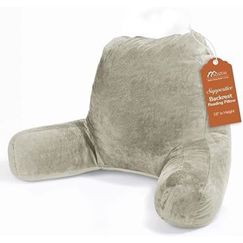 Sasttie Reading Pillow for Sitting in Bed Adult, Back Pillow for Bed Sitting Up, Backrest Back Support Chair Pillow, College Dorm Essentials for Girls and Boys, Linen Standard