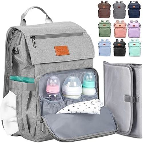 PILLANI Baby Diaper Bag Backpack - Large Bag for Boys & Girls, Waterproof Diaper Backpack - Travel Diaper Bags w/Changing Pad, Baby Registry Search & Shower Gifts - Essentials Must Haves Newborn Stuff
