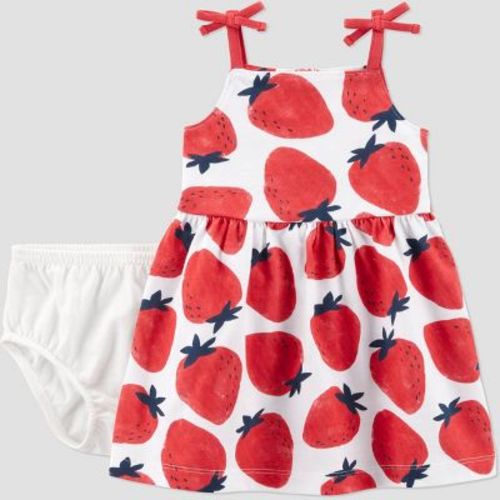 Carter's Just One You® Baby Girls' Strawberries Dress - 6M: Cotton, Sleeveless, A-Line, Keyhole Back