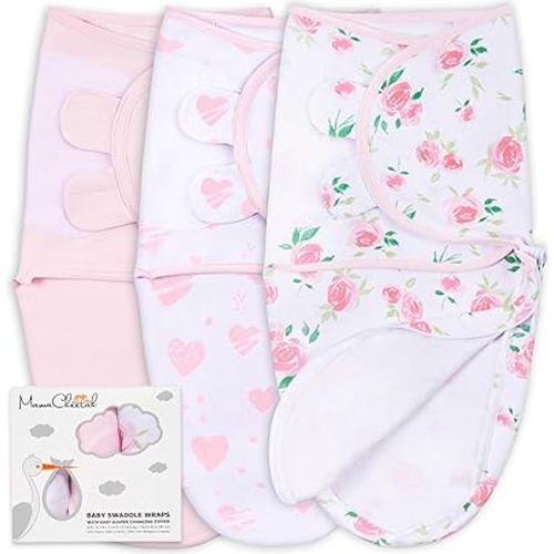 Mama Cheetah Baby Swaddle Blanket with Zipper, Newborn Swaddle Sack, Baby Swaddles Sleep Sack 0-3 Months, Baby Swaddle Wrap for Baby Boy & Girl, 3-Pack