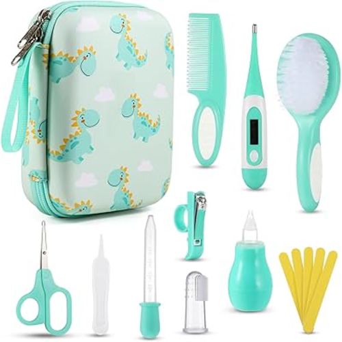 Lilian&Gema Baby Grooming Kit Newborn Boy, 15 in 1 Baby Safety Care Set, Portable Baby Healthcare Set with Baby Hair Brush and Comb, Baby Nail Kit, Nasal Aspirator, Perfect Gifts for Boys